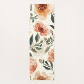 Orange Watercolor Flowers Botanical Painting ヨガマット (裏面)