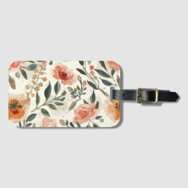 Orange Watercolor Flowers Botanical Painting ラゲッジタグ