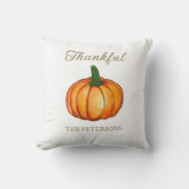 Orange Watercolor Pumpkin Thanksgiving クッション (正面)