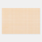 Orange Watercolor Pumpkins Gingham Pattern Fall ラッピングペーパーシート (正面2)