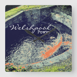 Orange Waterfall & Pool in Welshpool，パワー スクエア壁時計