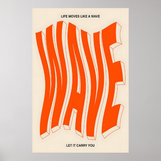 Orange Wave Typography Art Print Modern Kinetic ポスター (正面)