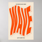Orange Wave Typography Art Print Modern Kinetic ポスター (正面)
