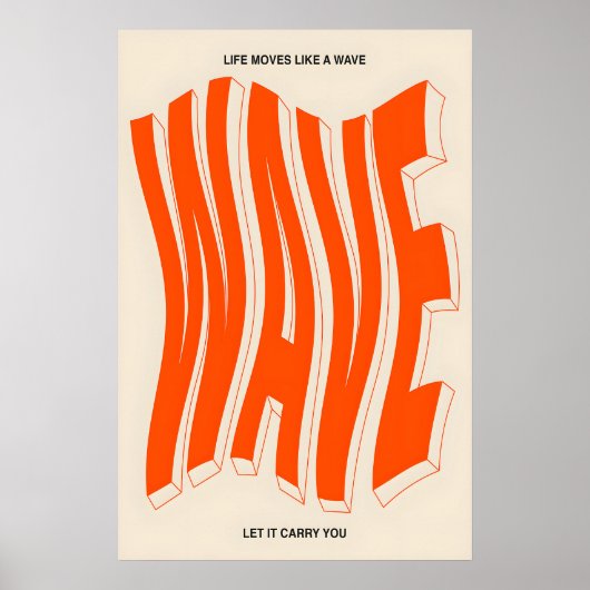 Orange Wave Typography Art Print Modern Kinetic ポスター (正面)