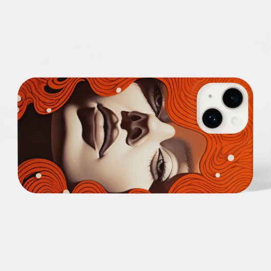 Orange Waves of Elegance Phone Case iPhoneケース (裏面横)