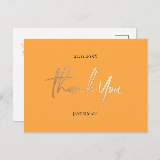 Orange Wedding Thank You Cards Elegant Script ポストカード (正面/裏面)