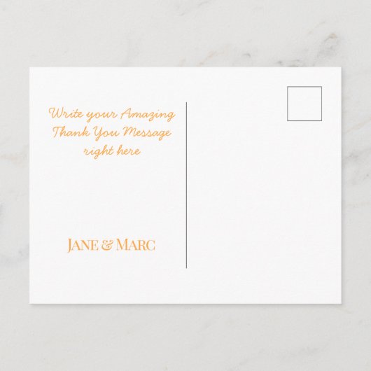 Orange Wedding Thank You Cards Elegant Script ポストカード (裏面)