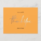 Orange Wedding Thank You Cards Elegant Script ポストカード (正面)