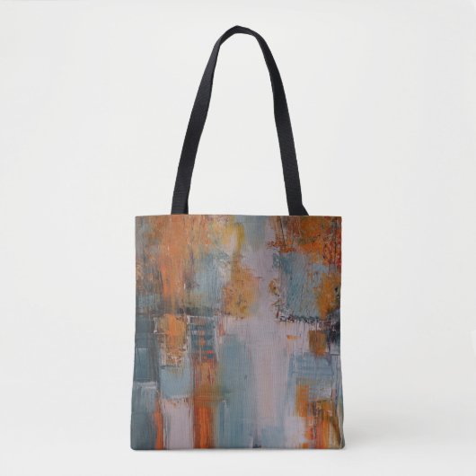 Orange, white, and teal abstract painting トートバッグ (正面)