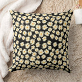 Orange white black daisy flower pattern クッション (ブランケット)