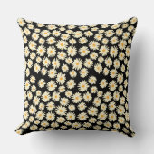 Orange white black daisy flower pattern クッション (正面)