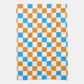 Orange White Blue Checkered Pattern Design  キッチンタオル (縦)