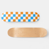 Orange White Blue Checkered Pattern Design  スケートボード (横)
