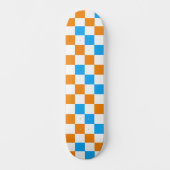Orange White Blue Checkered Pattern Design  スケートボード (正面)