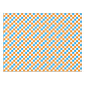 Orange White Blue Checkered Pattern Design  テーブルクロス (正面(横))