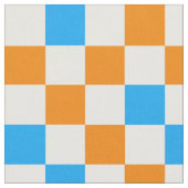 Orange White Blue Checkered Pattern Design  ファブリック (クローズアップ)