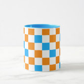 Orange White Blue Checkered Pattern Design  マグカップ (中央)