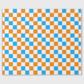 Orange White Blue Checkered Pattern Design  ラッピングペーパー (フラット)