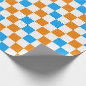 Orange White Blue Checkered Pattern Design  ラッピングペーパー (角)