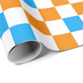 Orange White Blue Checkered Pattern Design  ラッピングペーパー (ロールコーナー)
