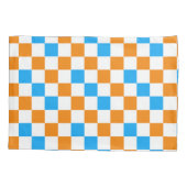 Orange White Blue Checkered Pattern Design  枕カバー (裏面)