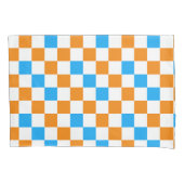 Orange White Blue Checkered Pattern Design  枕カバー (正面)