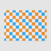 Orange White Blue Checkered Pattern Design  薄葉紙 (正面)