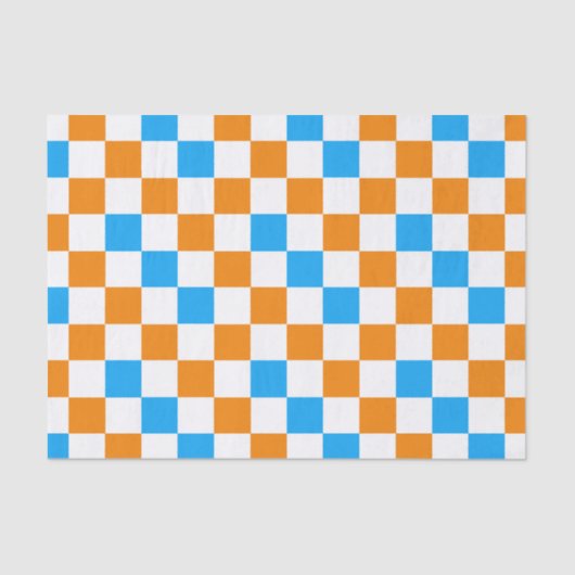 Orange White Blue Checkered Pattern Design  薄葉紙 (正面)