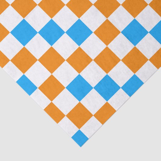 Orange White Blue Checkered Pattern Design  薄葉紙 (詳細)