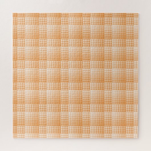 Orange White Checker Abstract Pattern ジグソーパズル (横)