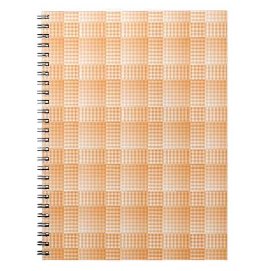 Orange White Checker Abstract Pattern ノートブック (正面)