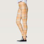 Orange White Checker Abstract Pattern レギンス (左)