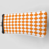 Orange White Checker Diamond Pattern ゴルフヘッドカバー (正面)