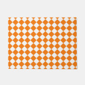 Orange White Checker Diamond Pattern ドアマット (正面)