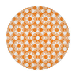 Orange White Checker Diamond Plaid Pattern カッティングボード