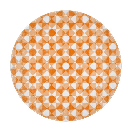 Orange White Checker Diamond Plaid Pattern カッティングボード (正面)