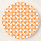 Orange White Checker Diamond Plaid Pattern コースター (正面)