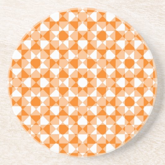 Orange White Checker Diamond Plaid Pattern コースター (正面)