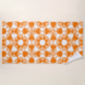 Orange White Checker Diamond Plaid Pattern ビーチタオル (正面)