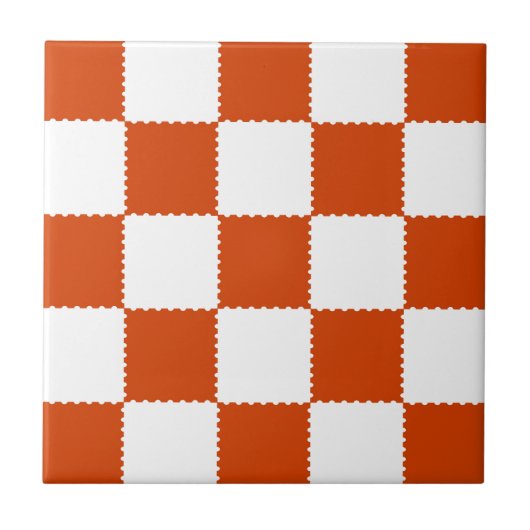 Orange & White Checkerboard Pattern タイル (正面)