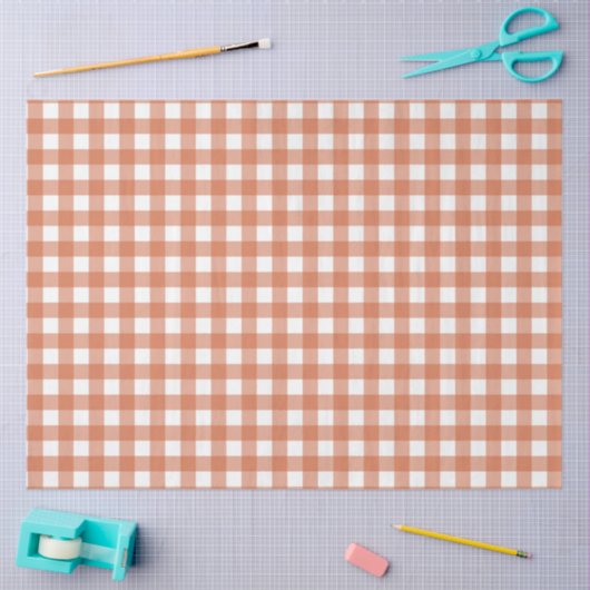 Orange & White Checkered Tissue Paper 薄葉紙 (クラフト)