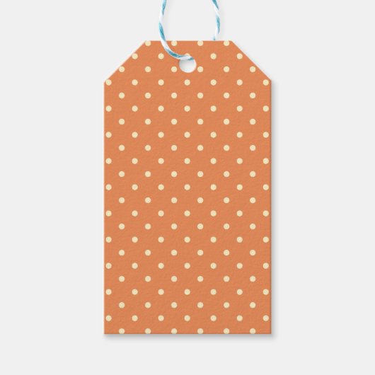 ORANGE & WHITE FALL AUTUMN POLKA DOTS ギフトタグ (正面)
