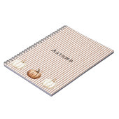 Orange White Fall Pumpkins Brown Stripes ノートブック (左側)