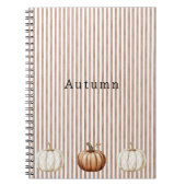 Orange White Fall Pumpkins Brown Stripes ノートブック (正面)