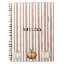 Orange White Fall Pumpkins Brown Stripes ノートブック