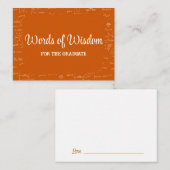 Orange White Graduate Words of Wisdom Advice エンクロージャーカード (正面/裏面)