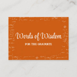 Orange White Graduate Words of Wisdom Advice エンクロージャーカード