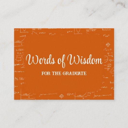 Orange White Graduate Words of Wisdom Advice エンクロージャーカード (正面)