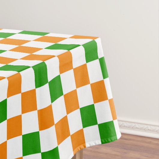 Orange White Green Checkered Pattern Design  テーブルクロス (インサイチュ)