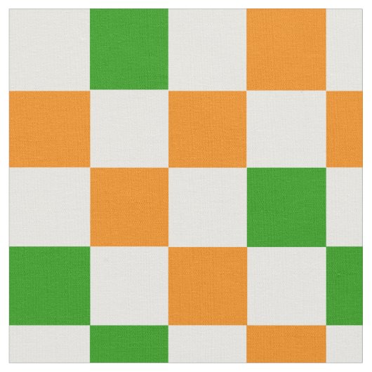 Orange White Green Checkered Pattern Design  ファブリック (クローズアップ)